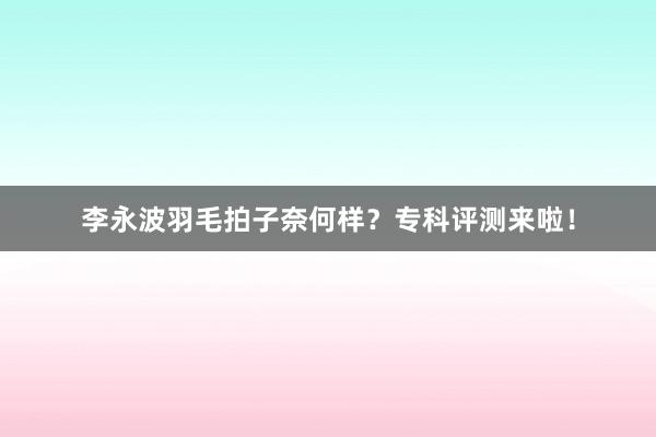 李永波羽毛拍子奈何样？专科评测来啦！